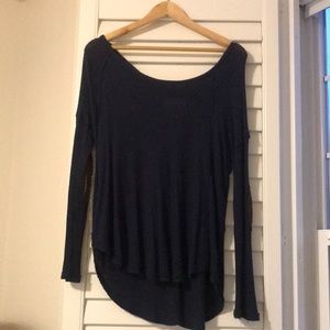 Boutique Navy top with Elbow patches size S